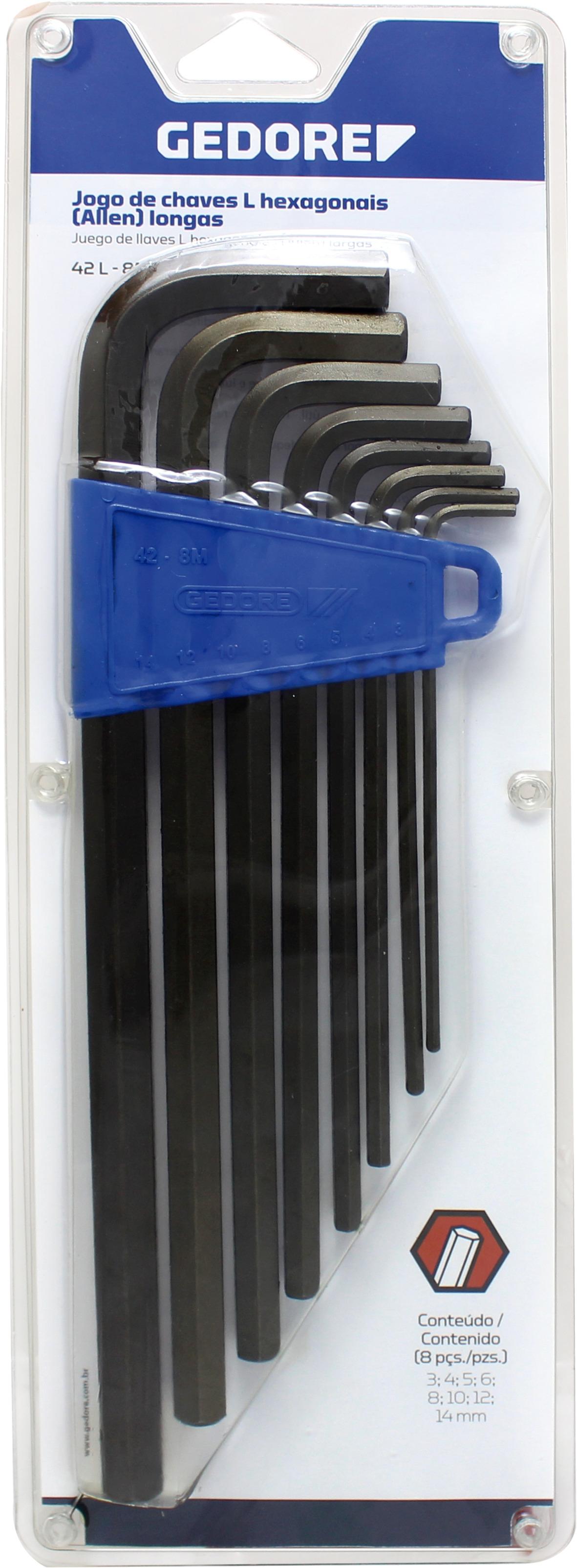 JOGO DE CHAVE ALLEN 1,5X14MM LONGA SUP COM 14 PECAS 42L-14M GEDORE