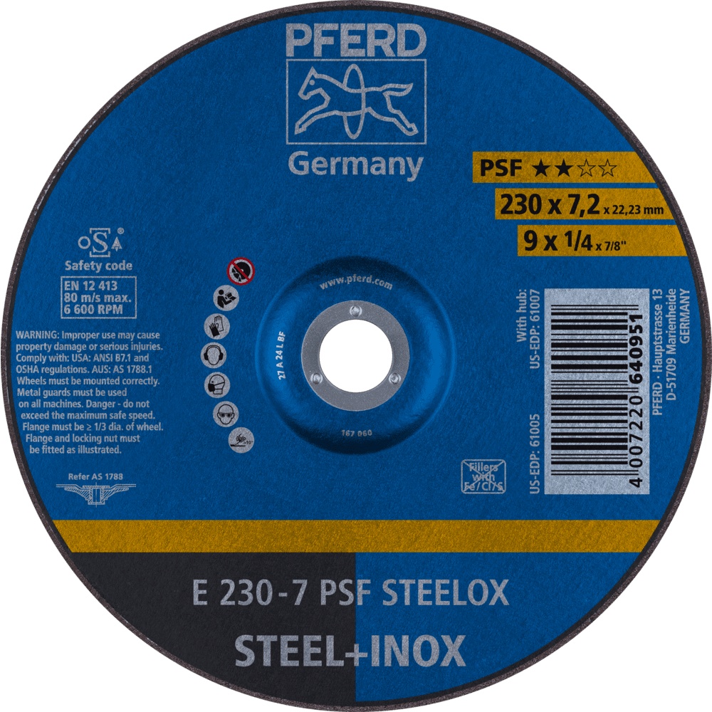DISCO DE DESBASTE 230X7,2MM 9X9/32