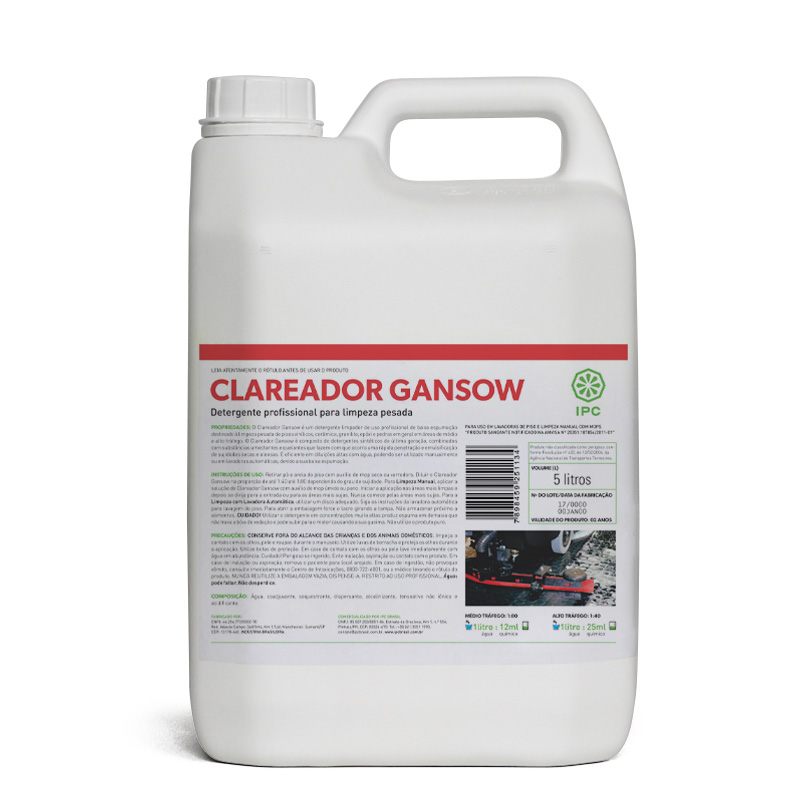 DETERGENTE CLAREADOR GANSOW 5 LITROS PARA LAVADORA DE PISO IPC